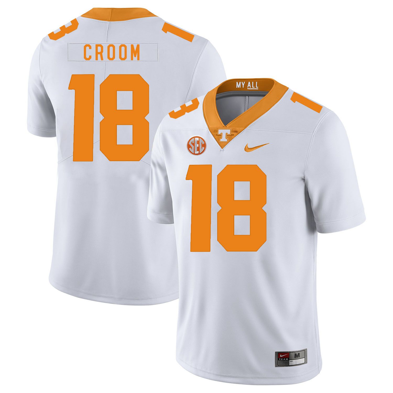 Men Tennessee Volunteers #18 Croom White Customized NCAA Jerseys->customized ncaa jersey->Custom Jersey